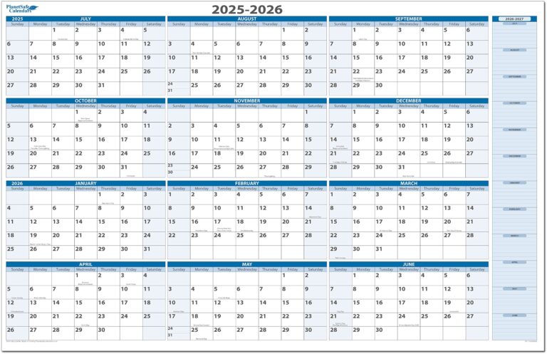 Amazon Fiscal Academic Split Year July 2025 To June 2026 Horizontal 12 Month Wall Calendar 36