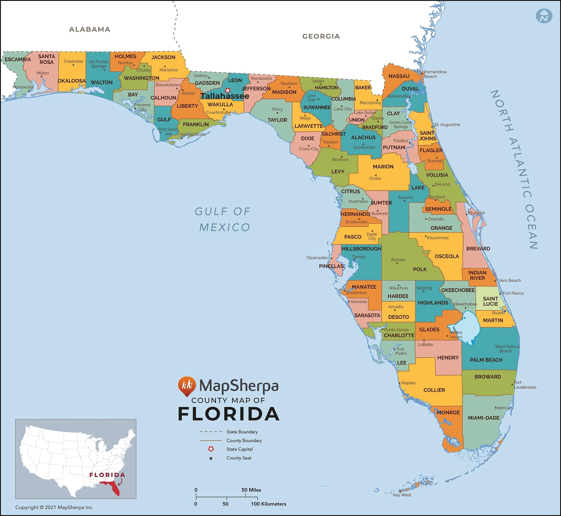 Free Printable Map Of Florida Counties