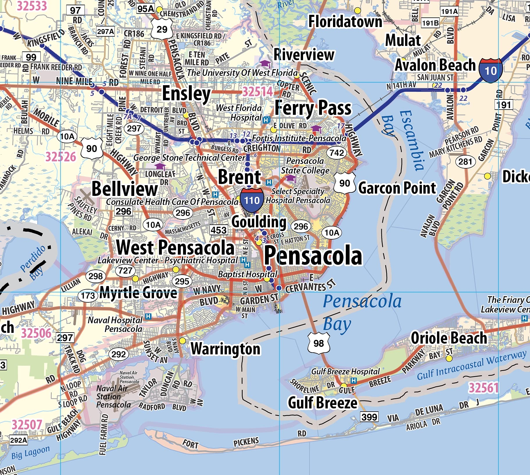 Amazon Florida Panhandle Laminated Wall Map 72 Wide By 32 High Office Products