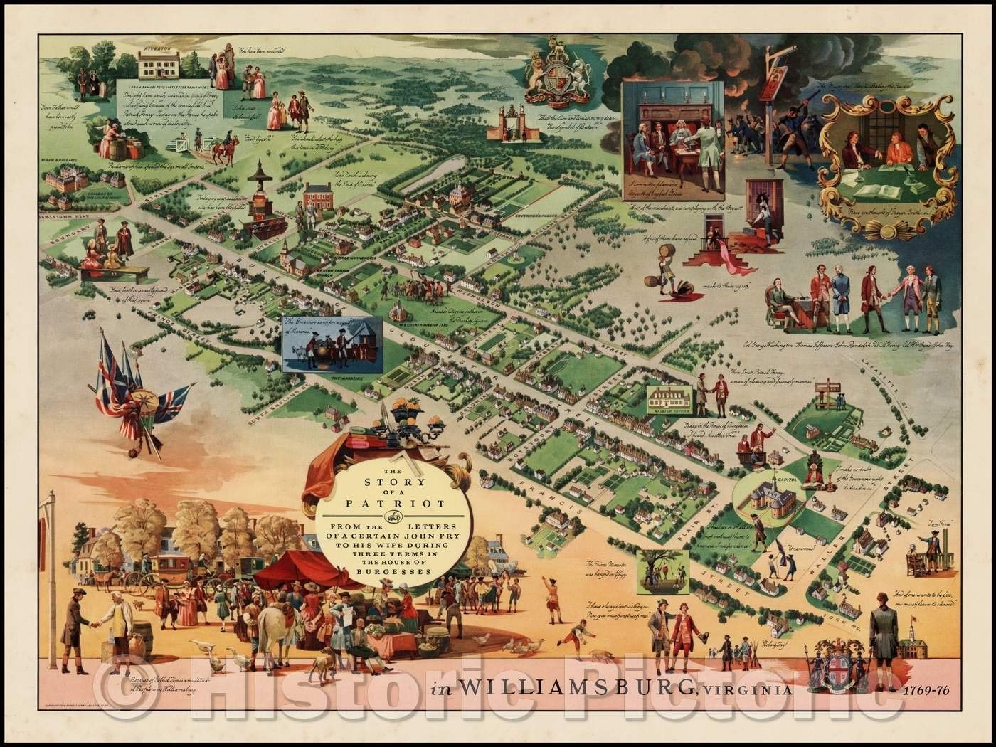 Amazon Historic Map Town Of Williamsburg Virginia During The Period Of John Fry s Residency 1769 1776 1959 Everett Henry Vintage Wall Art 24in X 18in Posters Prints