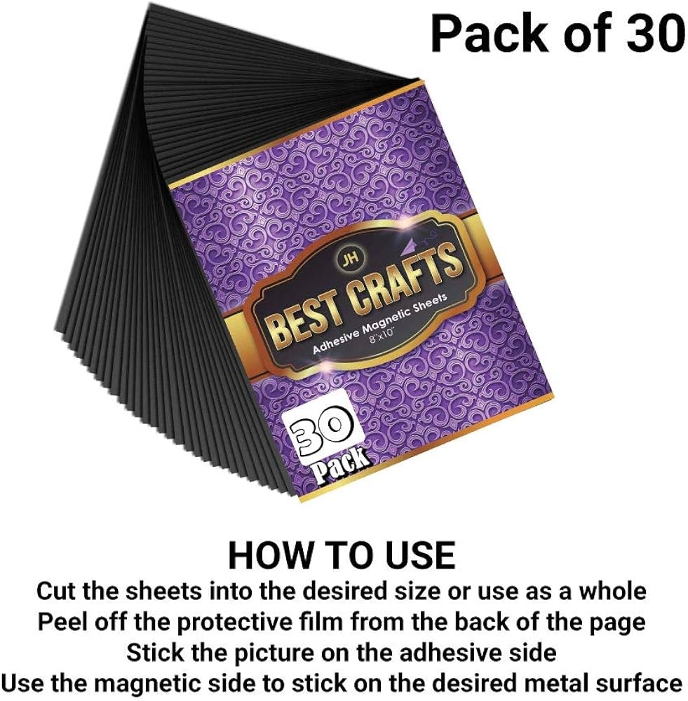 Amazon JH Best Crafts Adhesive Magnetic Sheets Flexible Magnet With Adhesive Backing 8 X 10 Inch Magnets For Crafts And Pictures Cut To Any Size Pack Of 30