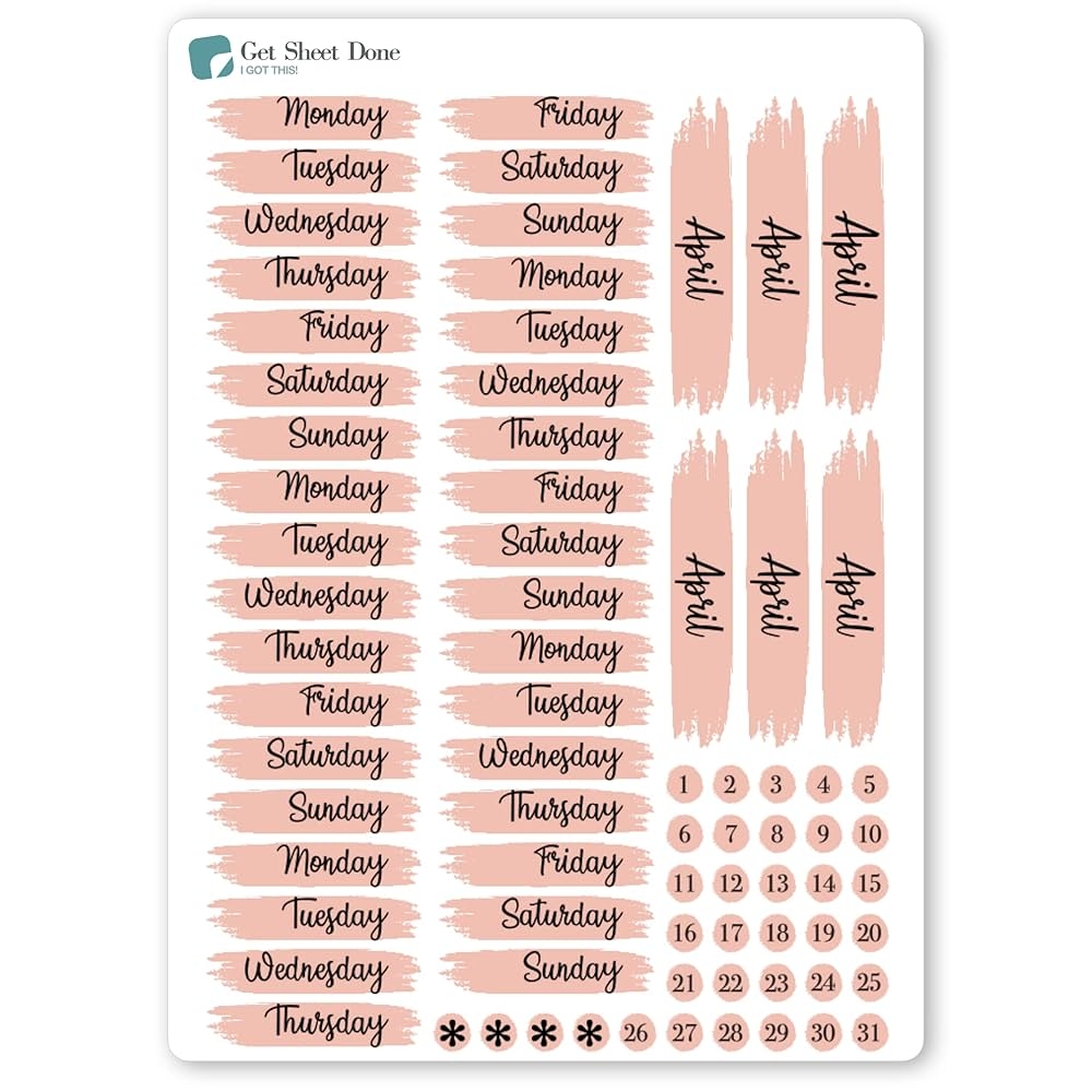 Amazon Month Planner Sticker Kit DIY Weekly Calendar Stickers Date Covers Calendar Headers Highlight Text Stickers Essential Productivity Life Planner Stickers Bullet Bujo Journal April Arts Crafts Sewing