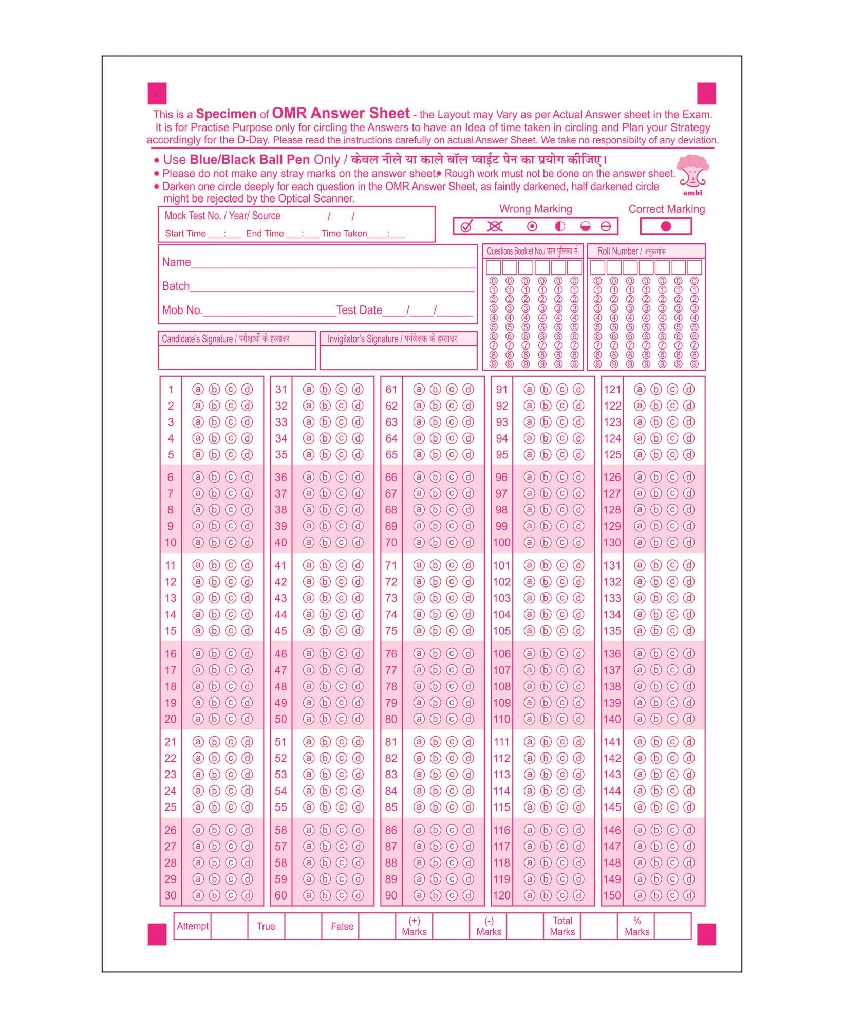 Amblitz Acrylic Paper Omr Sheet 150 Mcq S 100 Sheets Pack A4 Size Omr Sheets For Practice Loose Answer Sheet 70 Gsm Amazon in Office Products Amblitz Acrylic Paper Omr Sheet 150 Mcq S 100 Sheets Pack A4 Size Omr Sheets For Practice Loose Answer Sheet 70 Gsm Amazon in Office Products