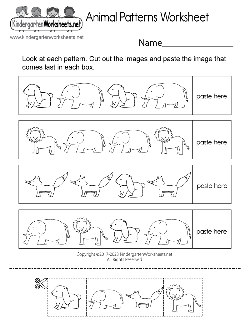 Printable Pattern Worksheets For Kindergarten