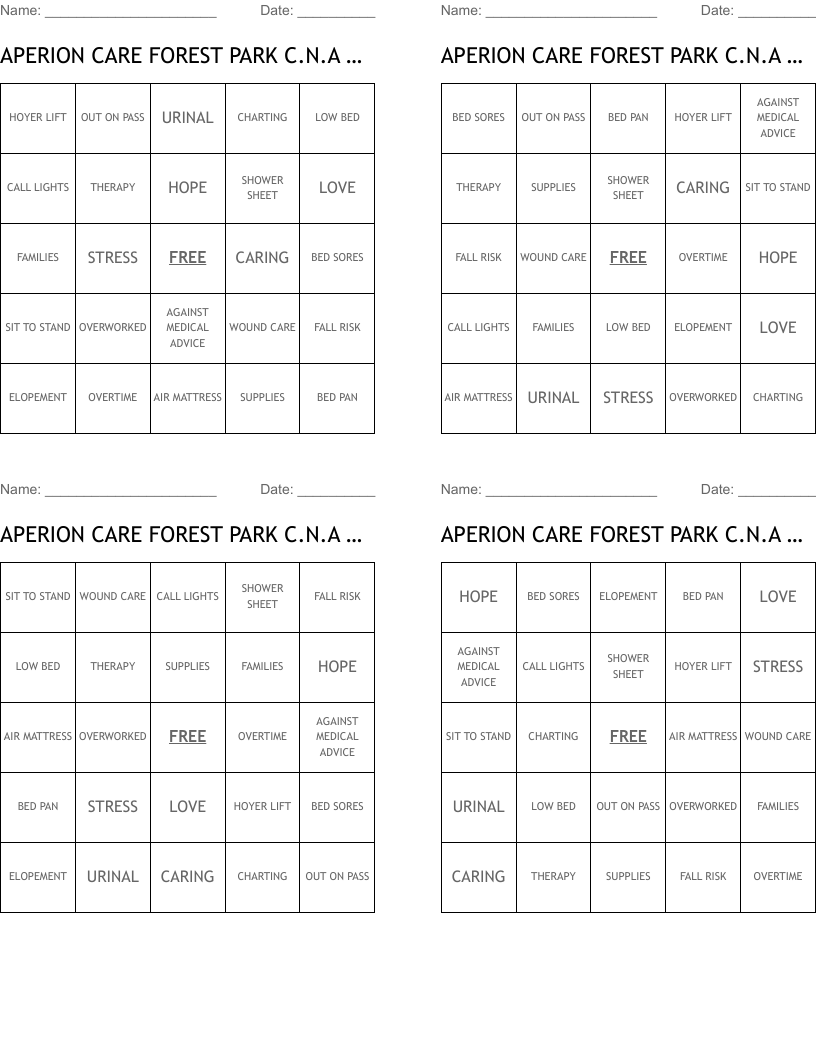 Free Printable Shower Sheets For Cna