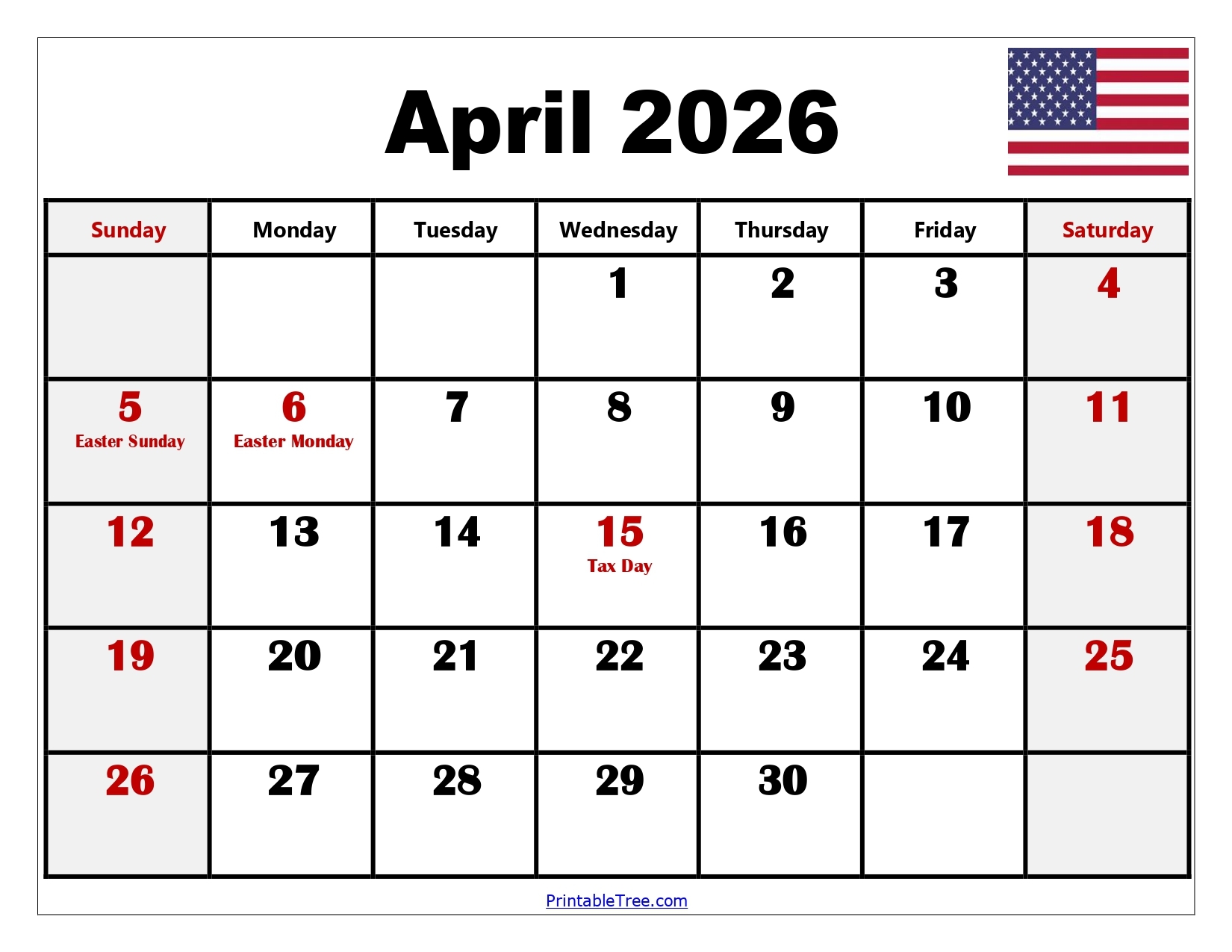Printable March April 2026 Calendar