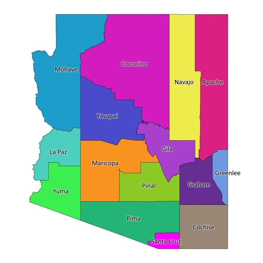 Arizona Labeled Map Labeled Maps