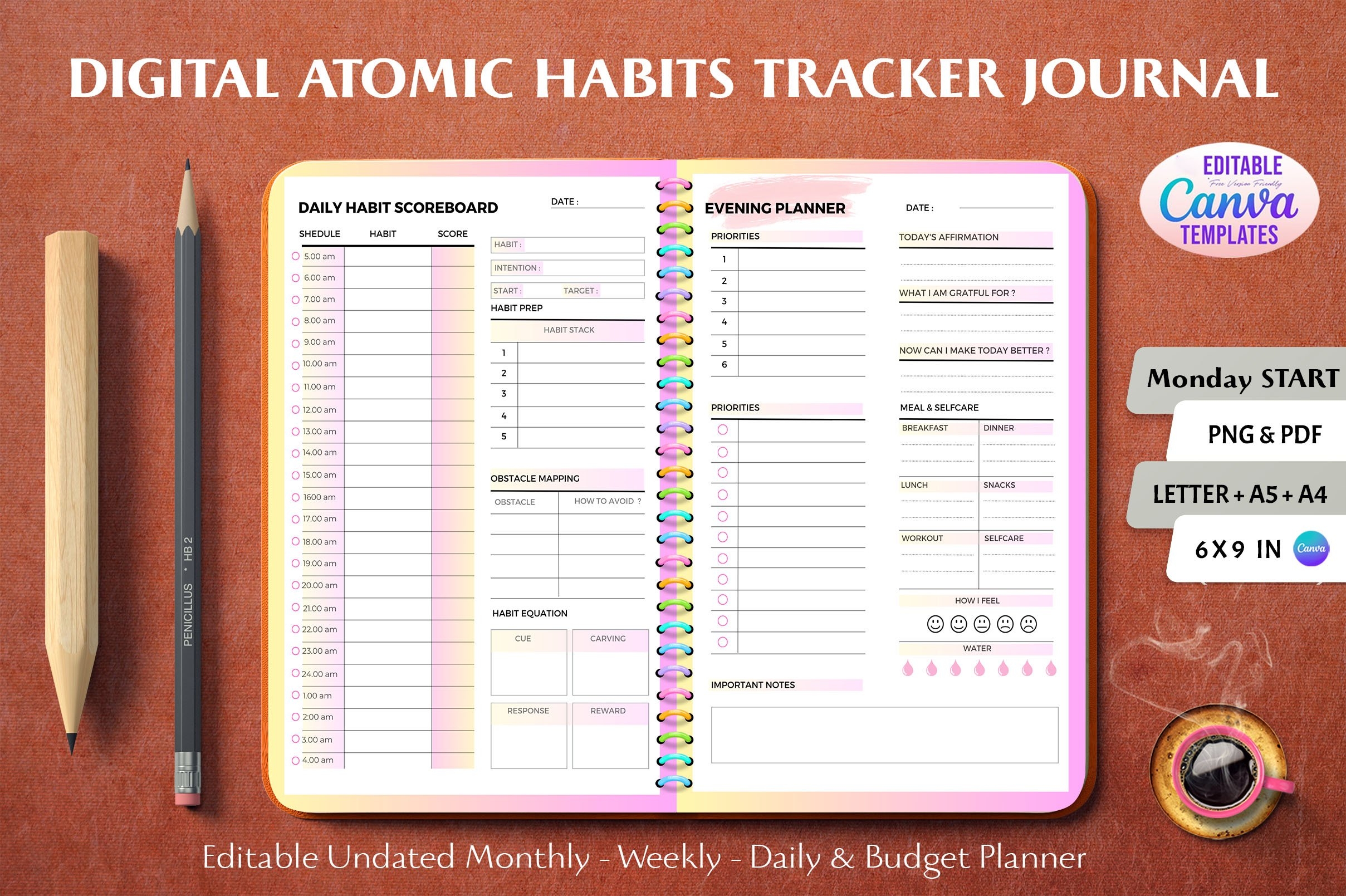 Atomic Habits Tracker Journal Canva Template For Better Life