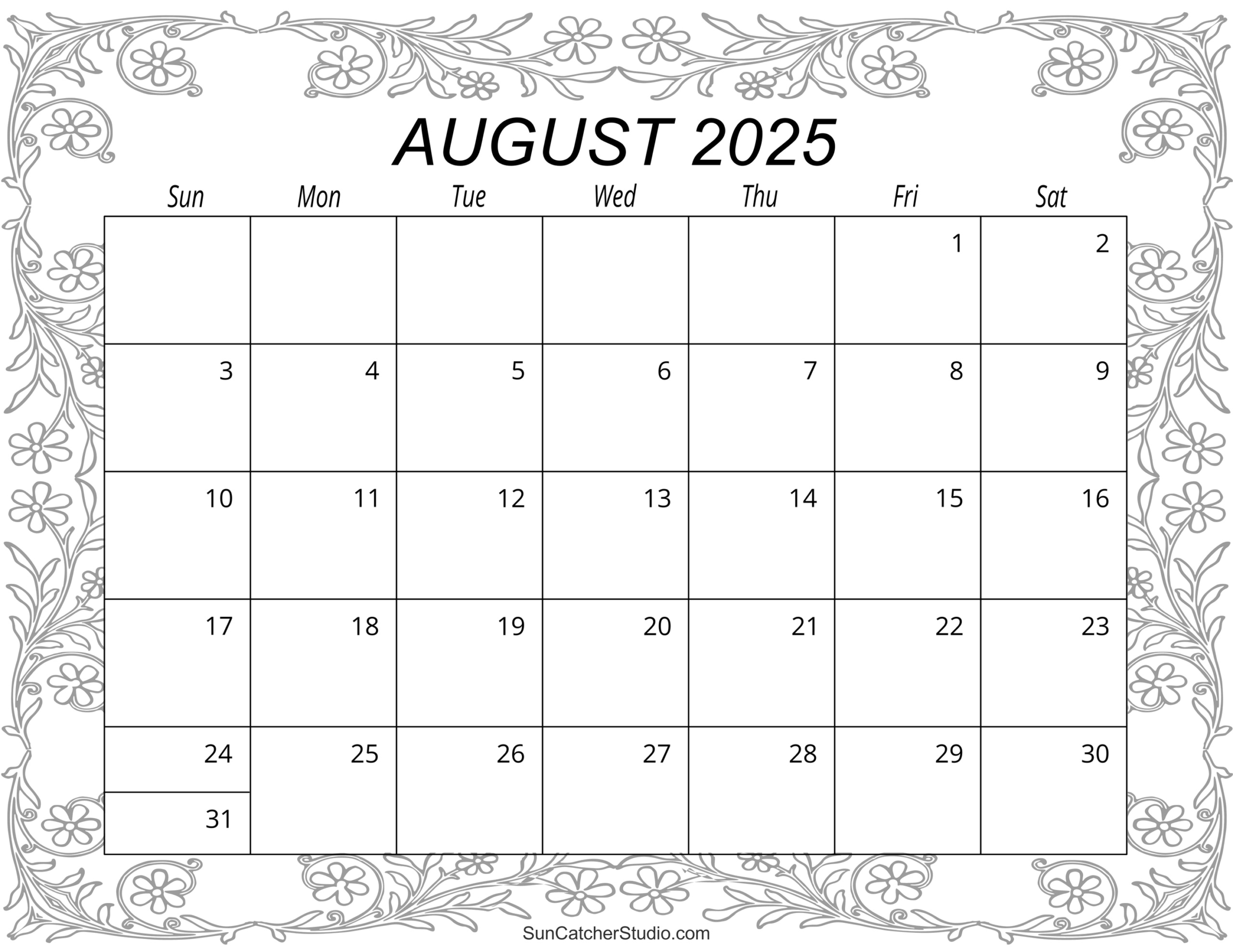 August 2025 Calendar Free Printable Free Printables Monograms Design Tools Patterns U0026 DIY Projects