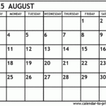August 2025 Calendar Printable