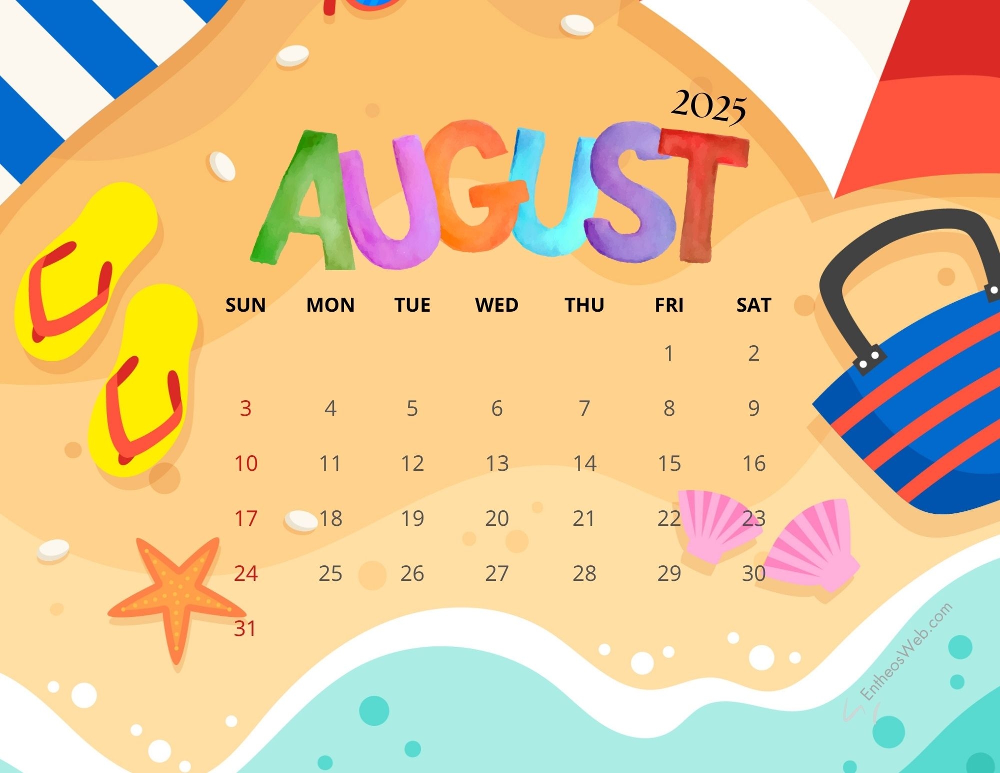 Printable August Calendar 2025 Free Printable August Calendar 2025 Free