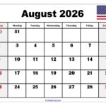 August 2026 Calendar Printable PDF With Holidays Template