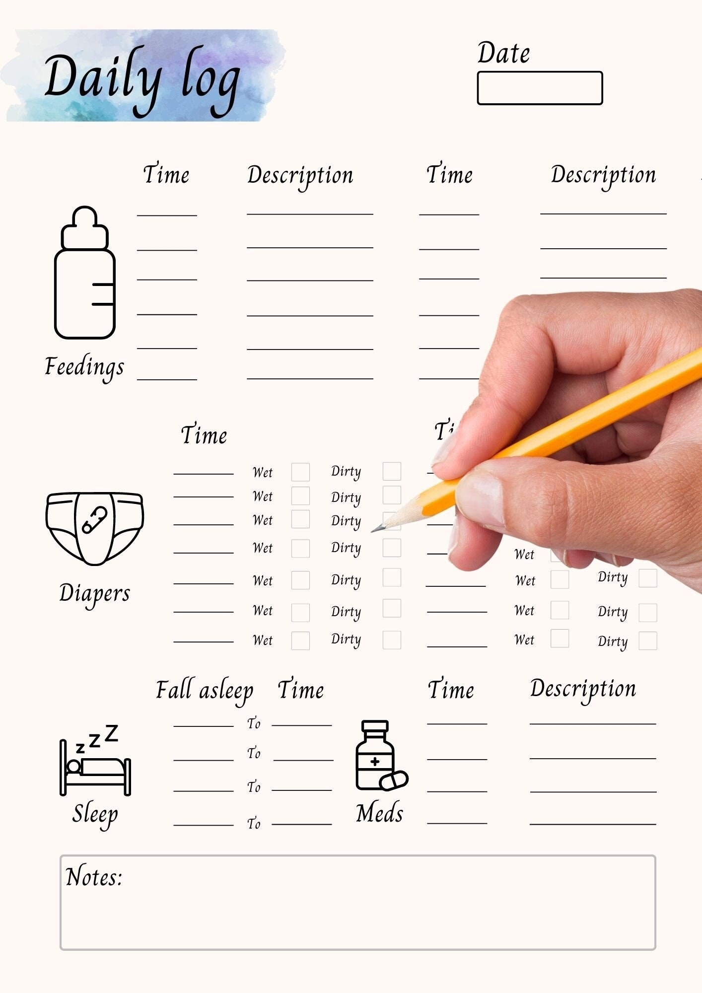 Baby Daily Log Printable Infant Daily Log Baby Care Journal Newborn Baby Tracker Babysitting Helper Baby Care Organizer Etsy