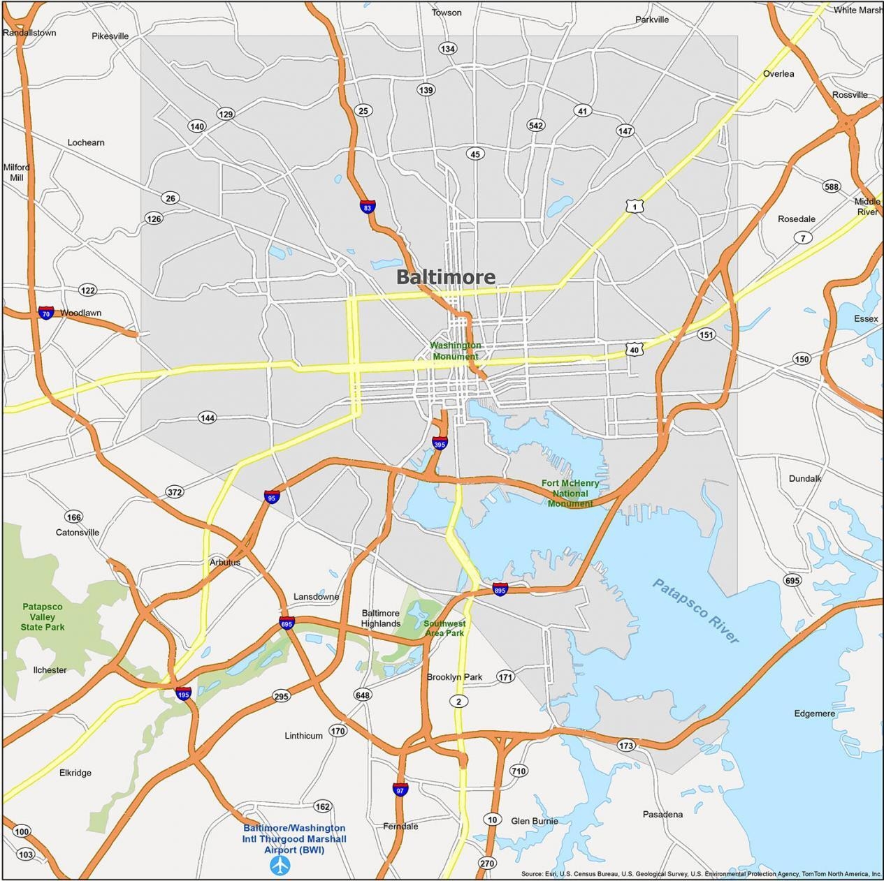 Baltimore Map Maryland GIS Geography