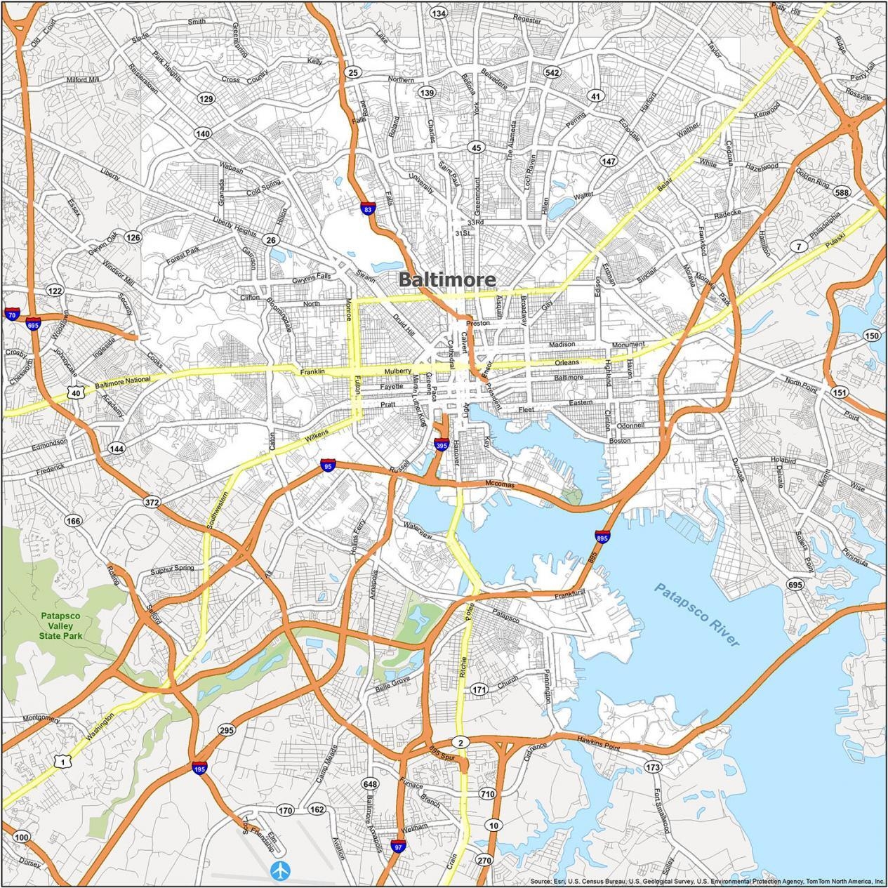 Baltimore Map Maryland GIS Geography