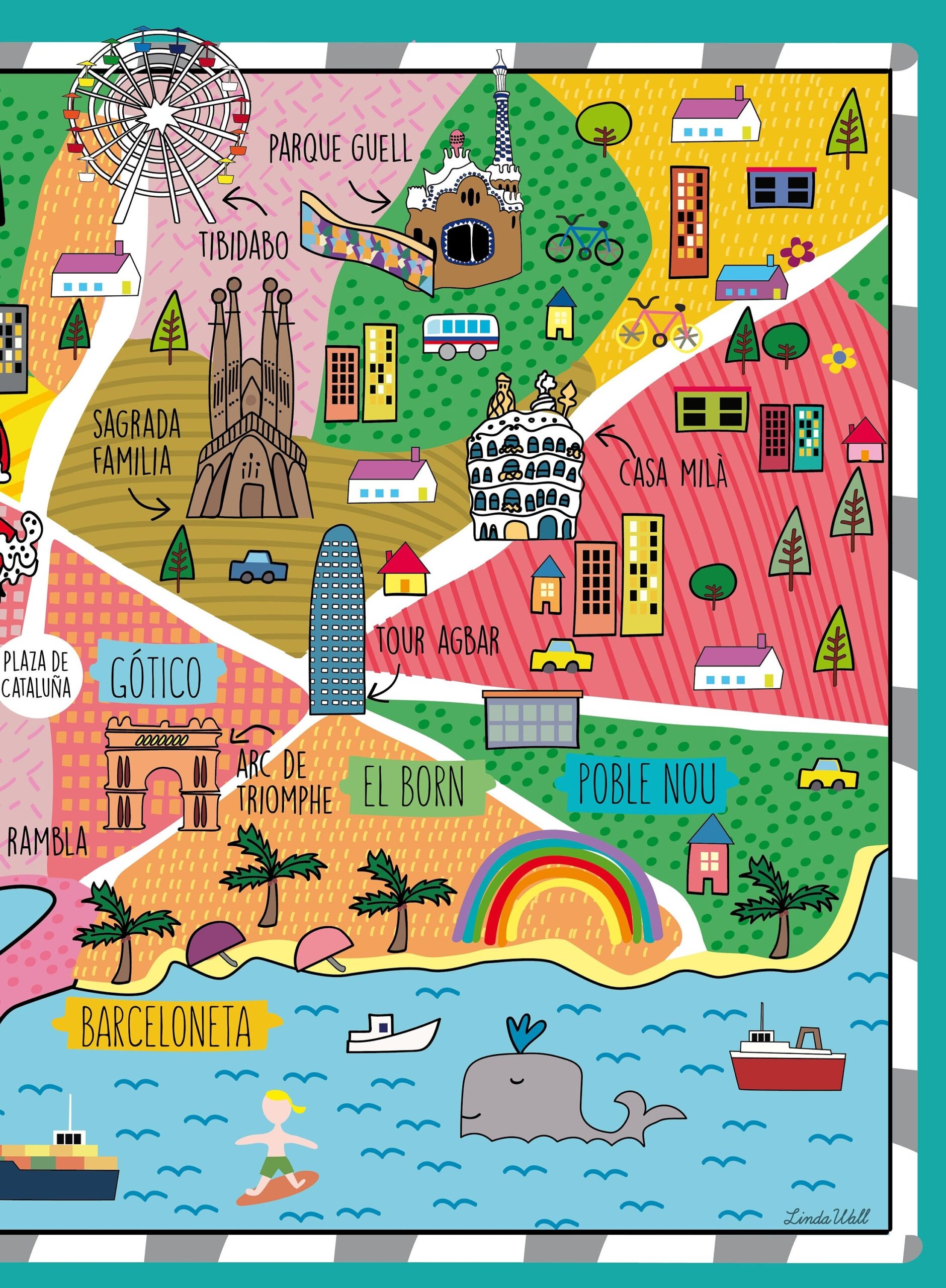 Barcelona Map Wall Decor Map Wall Decal Home Decor Removable Wallpaper Illustration Kids Room Decor Map Art Classroom Decor wall Art Etsy UK