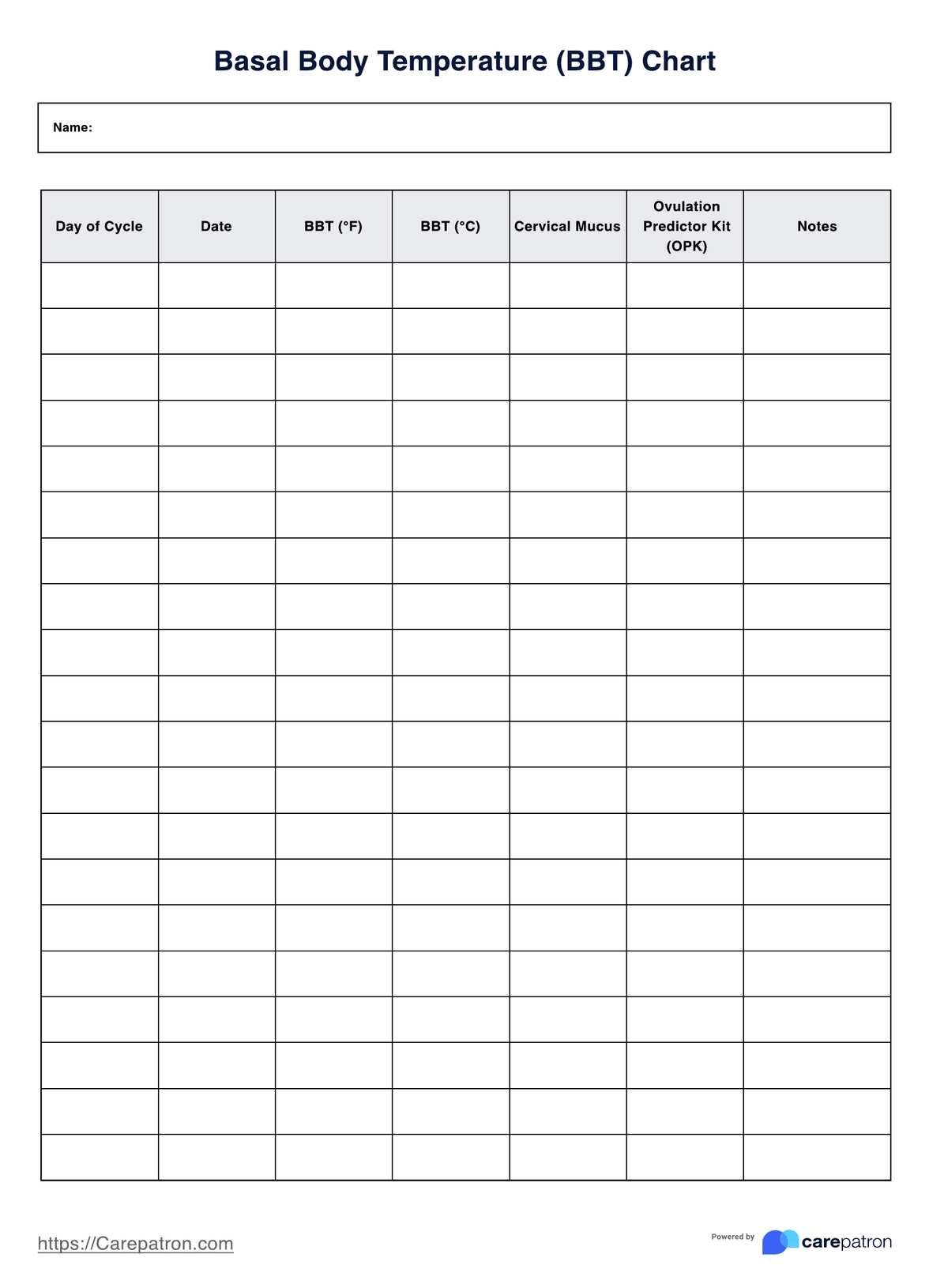 Basal Body Temperature Chart Basal Body Temperature Chart
