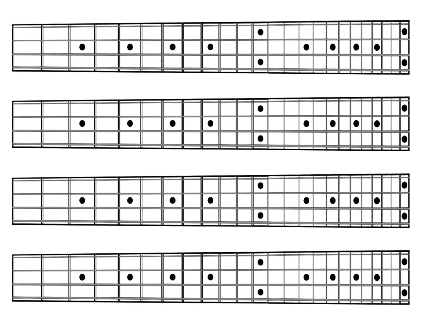 Bass Note Chart 4 String Bass Guitar Fretboard Note Chart Color Coded Learning Guide For Beginners Beginner Bass Learning