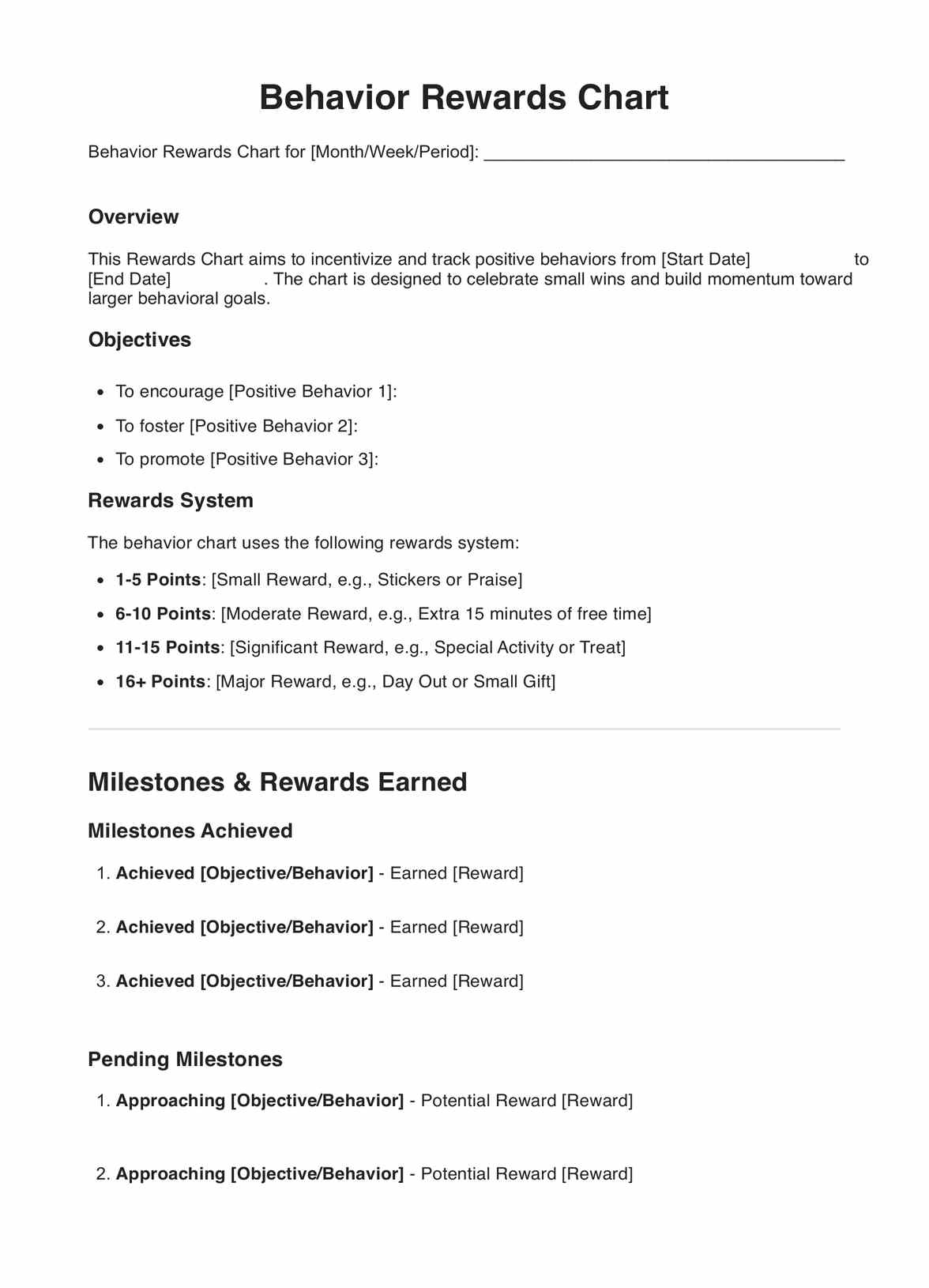 Behavior Charts U0026 Example Free PDF Download