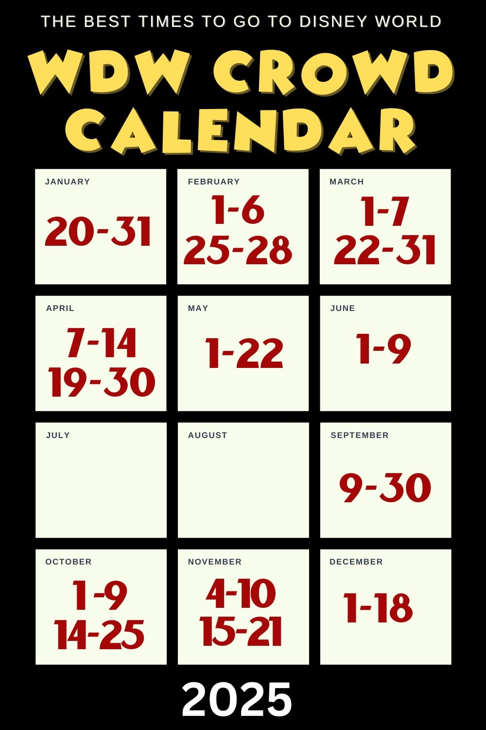 Best Disney World Crowd Calendar 2025