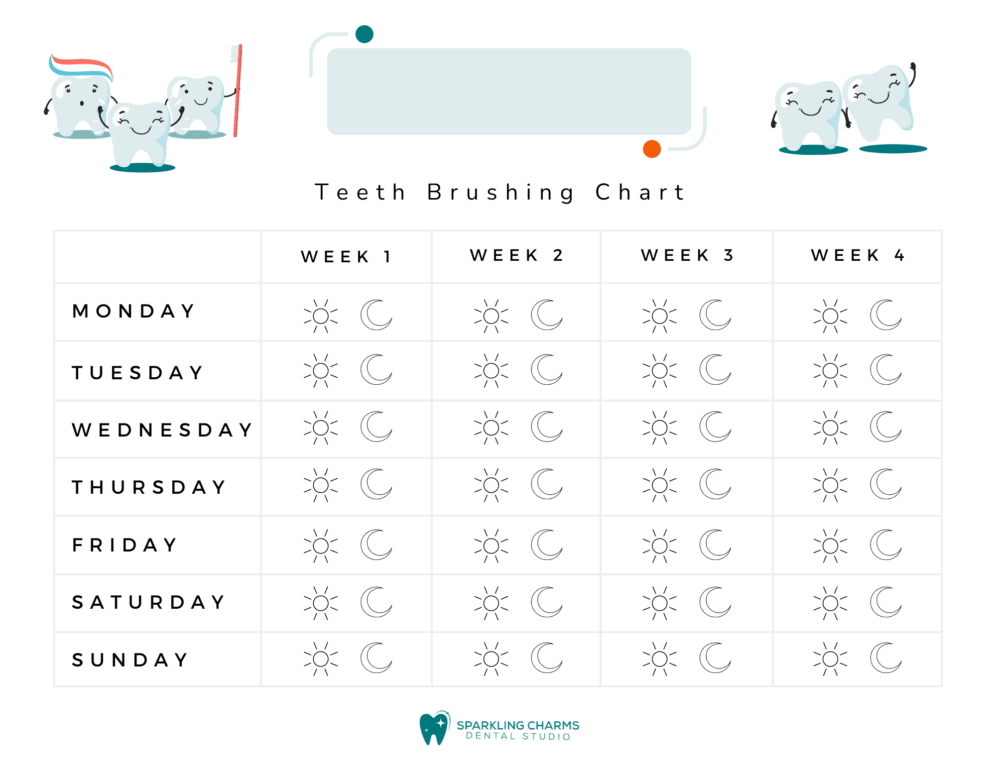 Brush Your Teeth Chart Printable