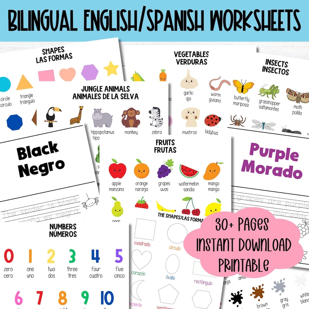 Bilingual English Spanish Worksheet Printable Kindergarten Spanish Learning Binder Page Homeschool Bilingual Worksheet Numbers Colors Shape Etsy Bilingual English Spanish Worksheet Printable Kindergarten Spanish Learning Binder Page Homeschool Bilingual Worksheet Numbers Colors Shape Etsy
