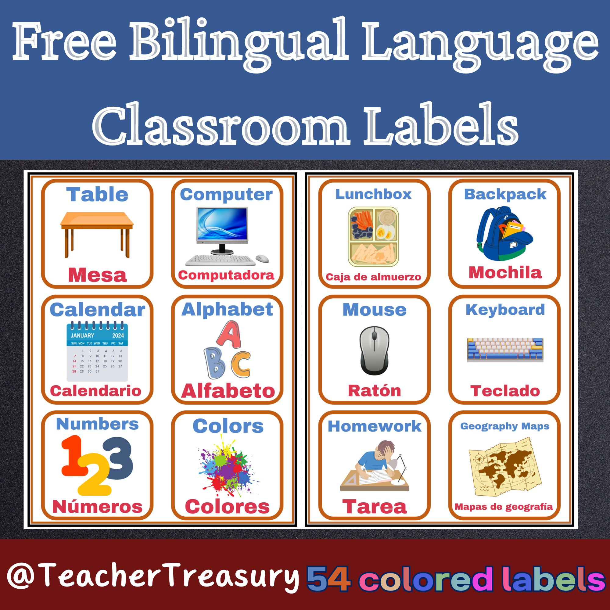 Bilingual Language Classroom Labels With Pictures Spanish And English Made By Teachers Bilingual Language Classroom Labels With Pictures Spanish And English Made By Teachers