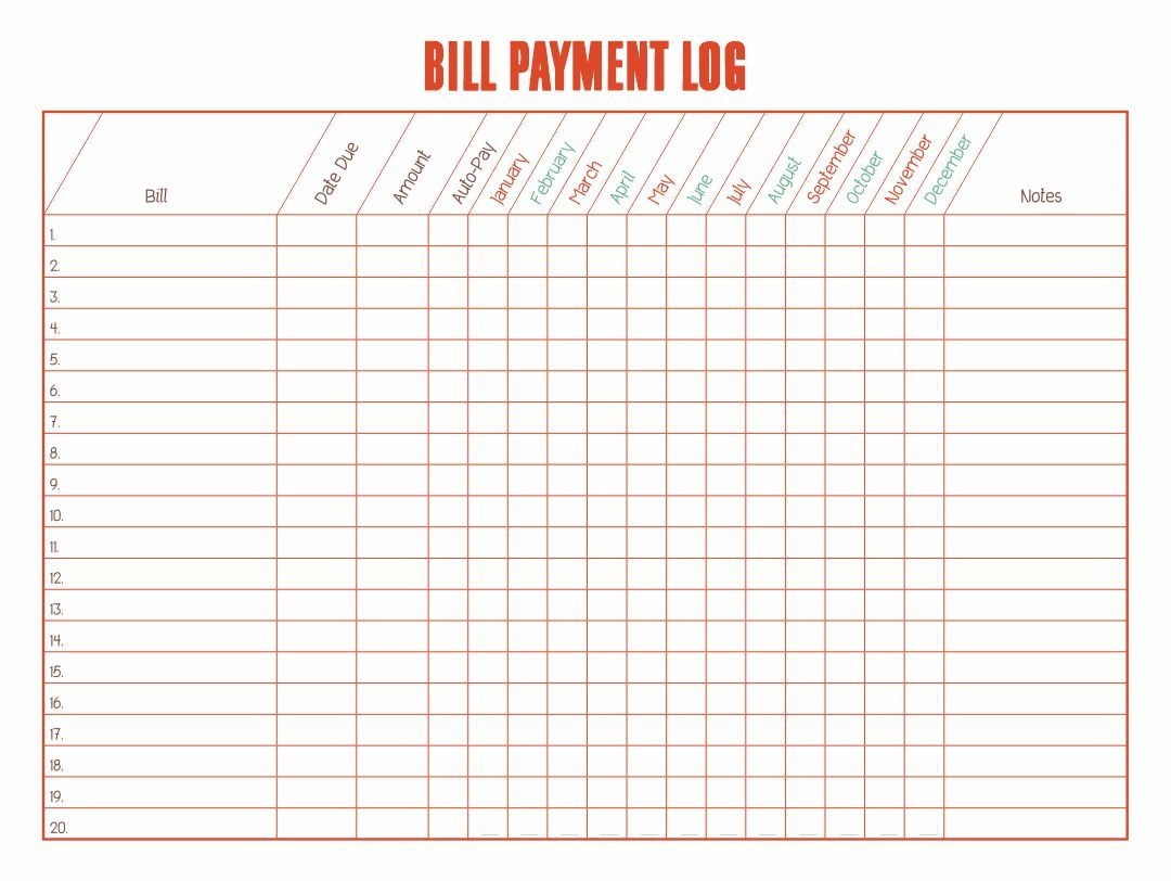 Bill Payment Chart 10 Free PDF Printables Printablee