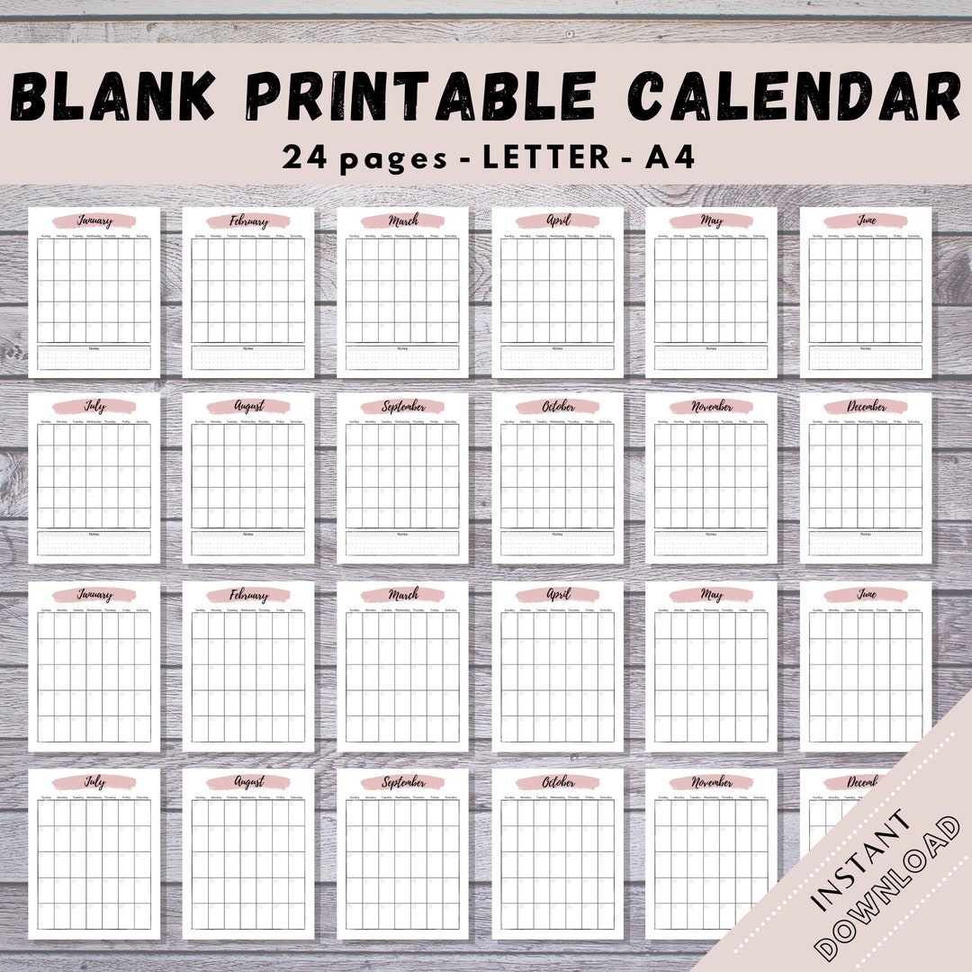 Blank Calendar Calendar Printable Printable Planner Monthly Planner Page Monthly Planner PDF Monthly Printable Monthly Schedule Etsy