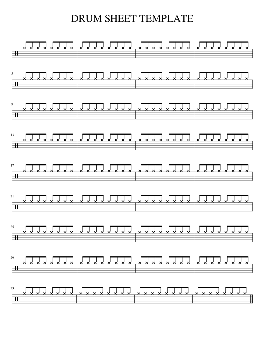 Blank Drum Sheet Template Sheet Music For Drum Group Solo Worksheets Library
