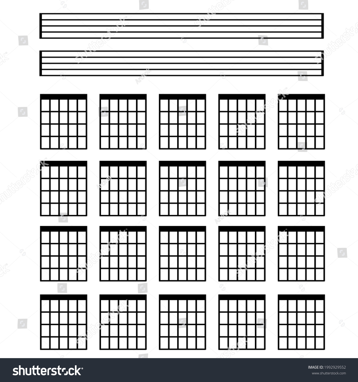 Blank Guitar Chord Sheetblank Sheet Musicblack Stock Vector Royalty Free 1992929552 Shutterstock