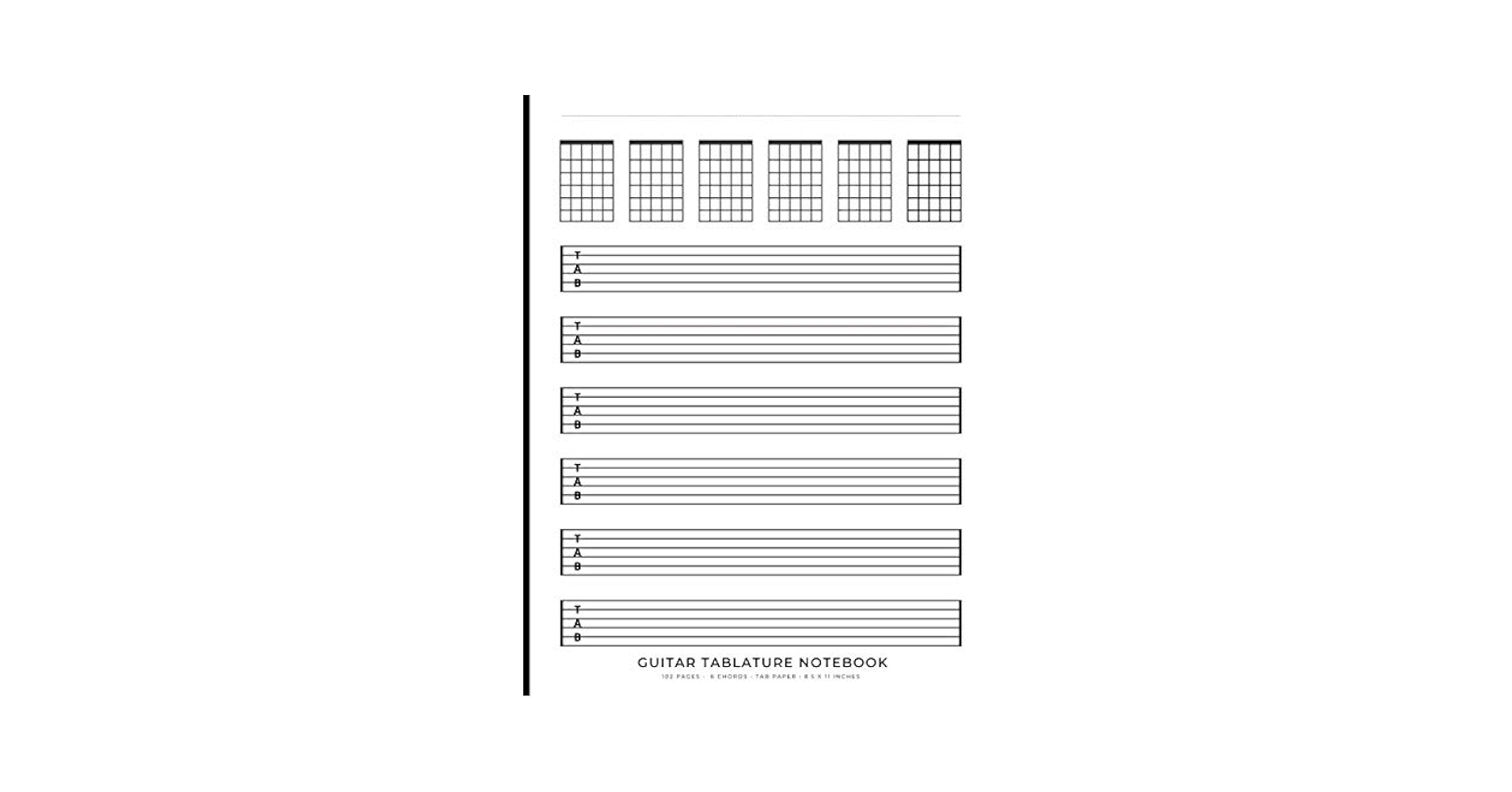 Blank Guitar Tab Paper Guitar Tablature Notebook 100 Page Blank Tab Paper With Chord Charts Guitar Music