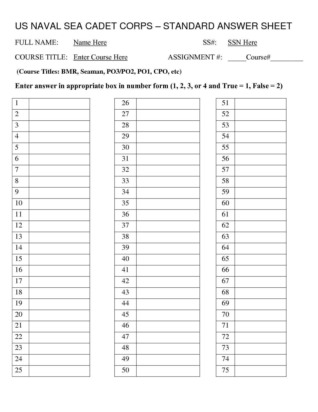 Printable Test Answer Sheet Printable Test Answer Sheet