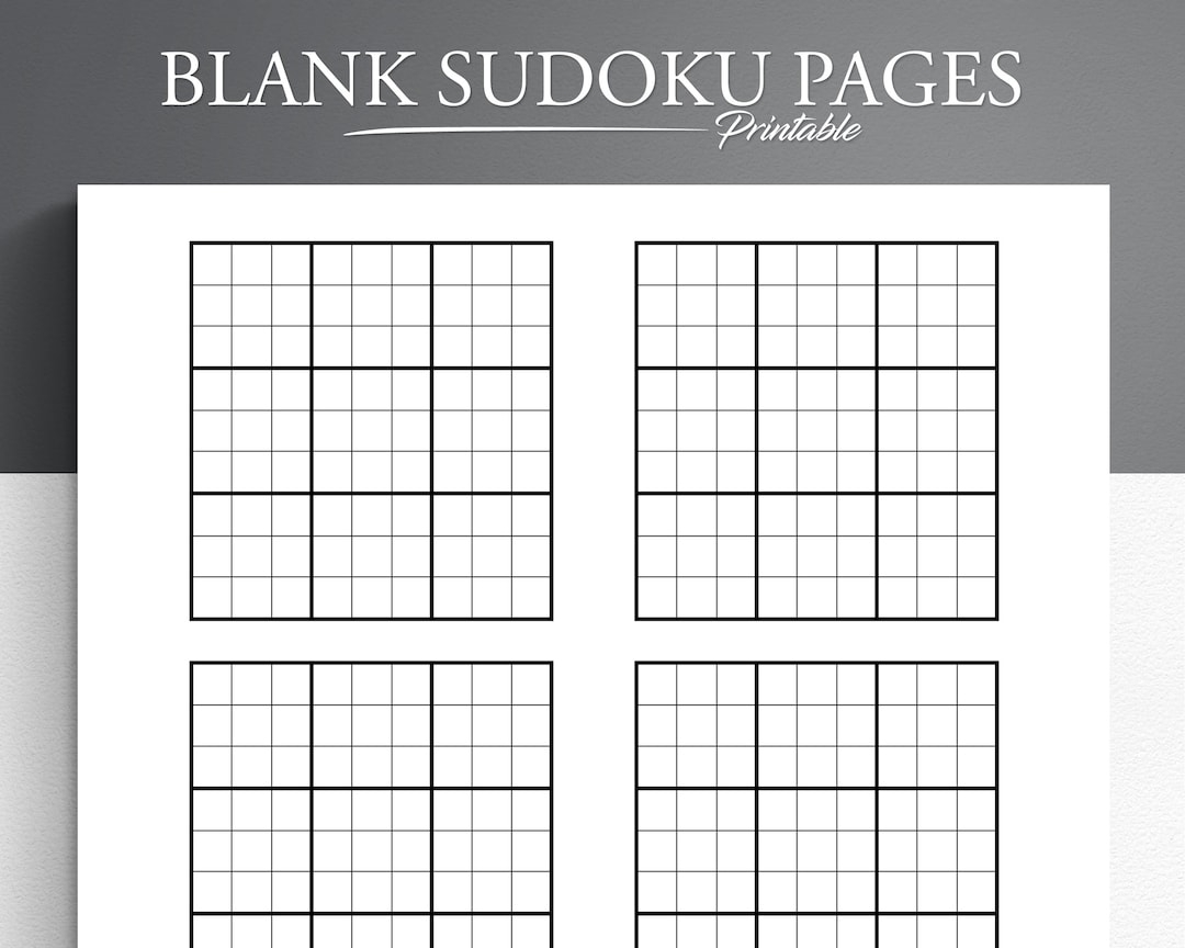 Blank Sudoku Pages Printable Blank Sudoku Sudoku Grid Sudoku Game Sheets Etsy