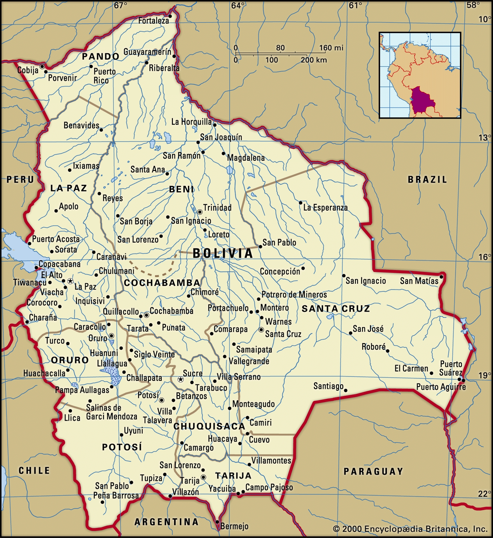 Printable Map Of Bolivia