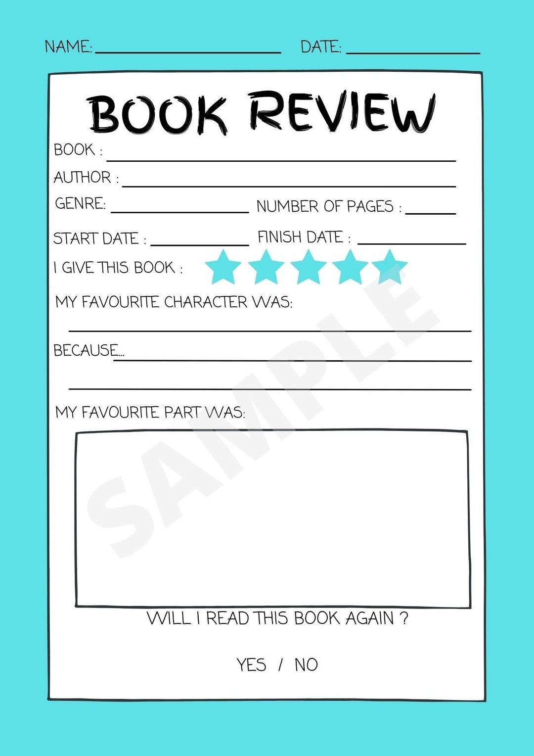 Book Review Worksheet Children Adult Printable Worksheet Planner Page Etsy Book Review Worksheet Children Adult Printable Worksheet Planner Page Etsy
