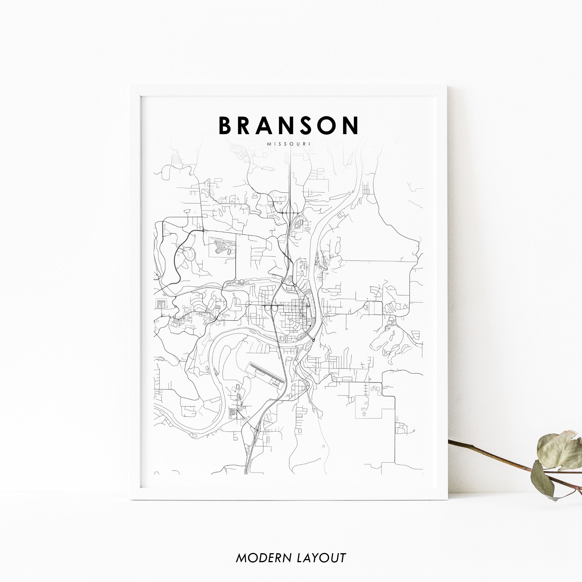 Branson MO Map Print Missouri USA Map Art Poster Taney Stone County City Road Street Map Print Nursery Room Wall Office Decor Printable Etsy