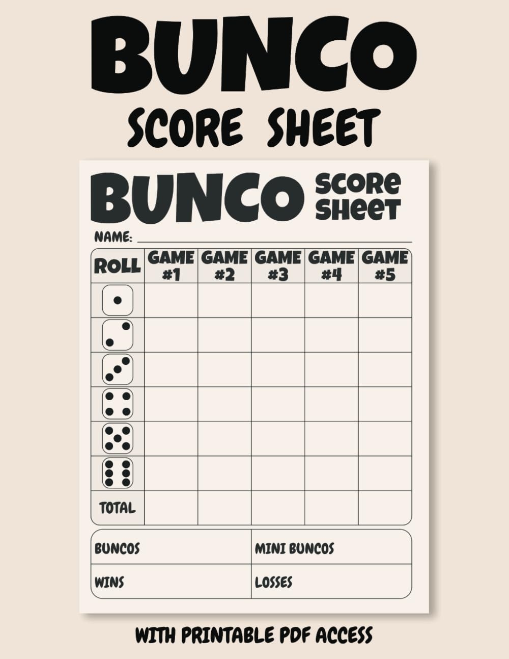 Bunco Score Sheets Fun And Simple Score Tracking For Bunco Game Nights With Printable PDF Access Publishing Ish Amazon Books