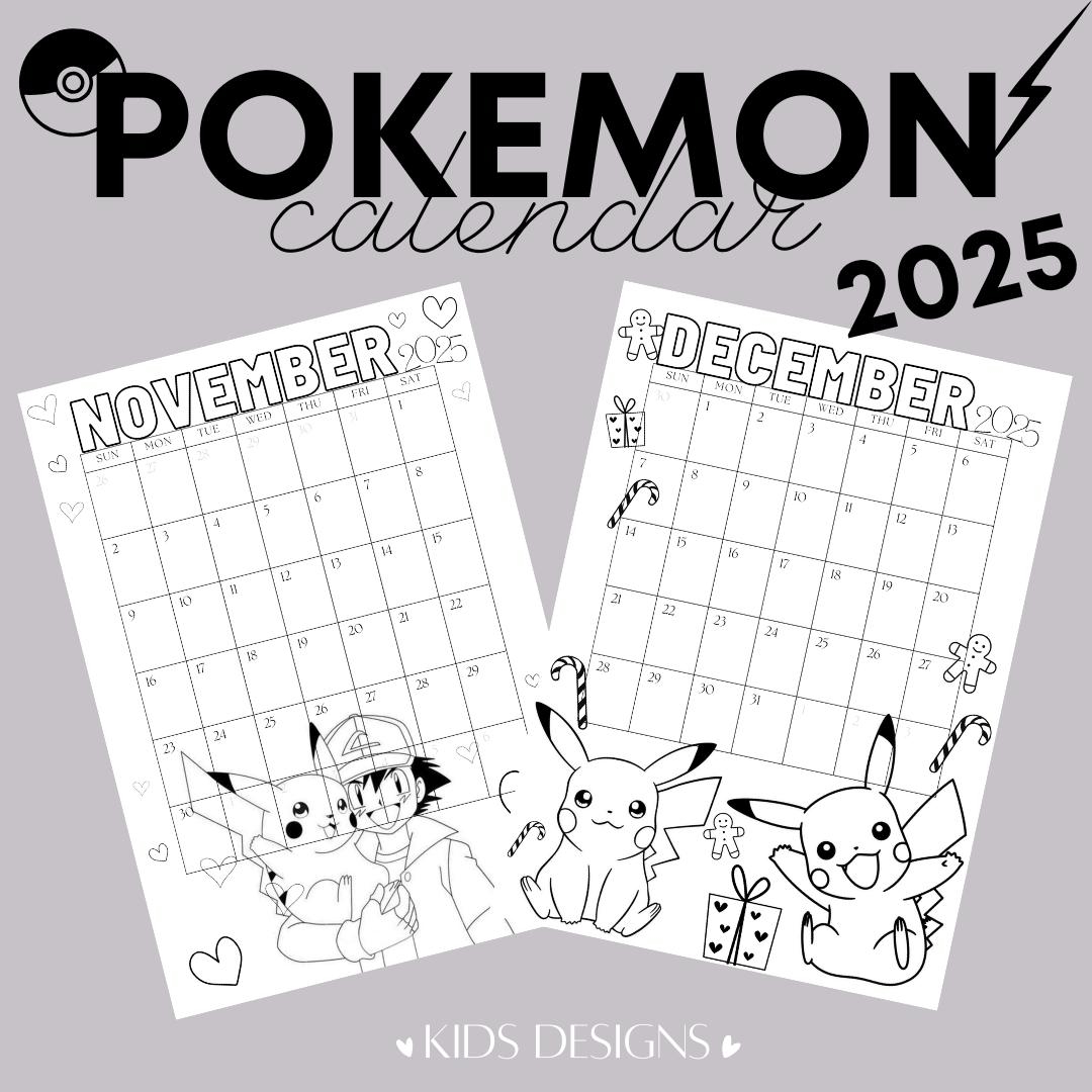 Buy Pokemon Calendar 2025 Coloring Pages Calendar Kids Calendar Printable Pikachu Home school Calendars Kids Monthly Calendar A3 And A4 Online In India Etsy