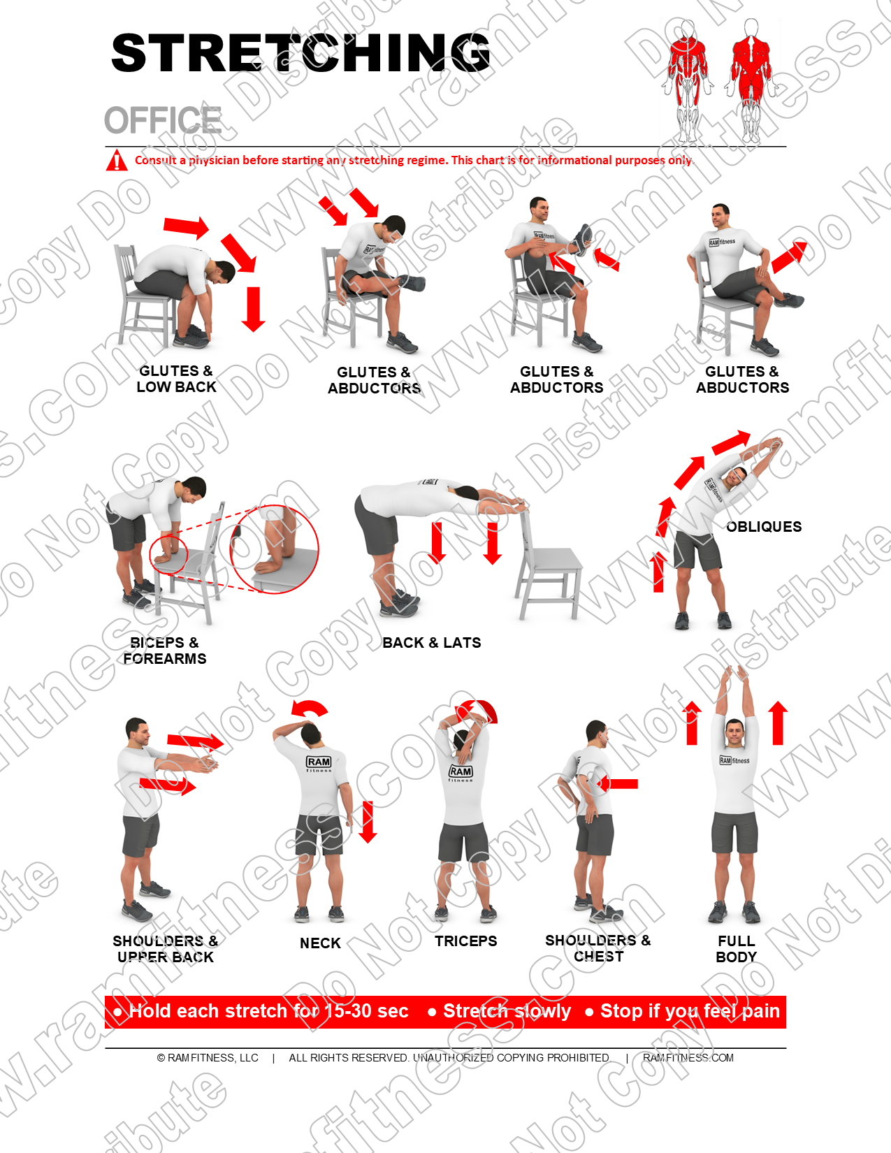 Buy Print License For Office Stretching Guide Promote Workplace Wellness