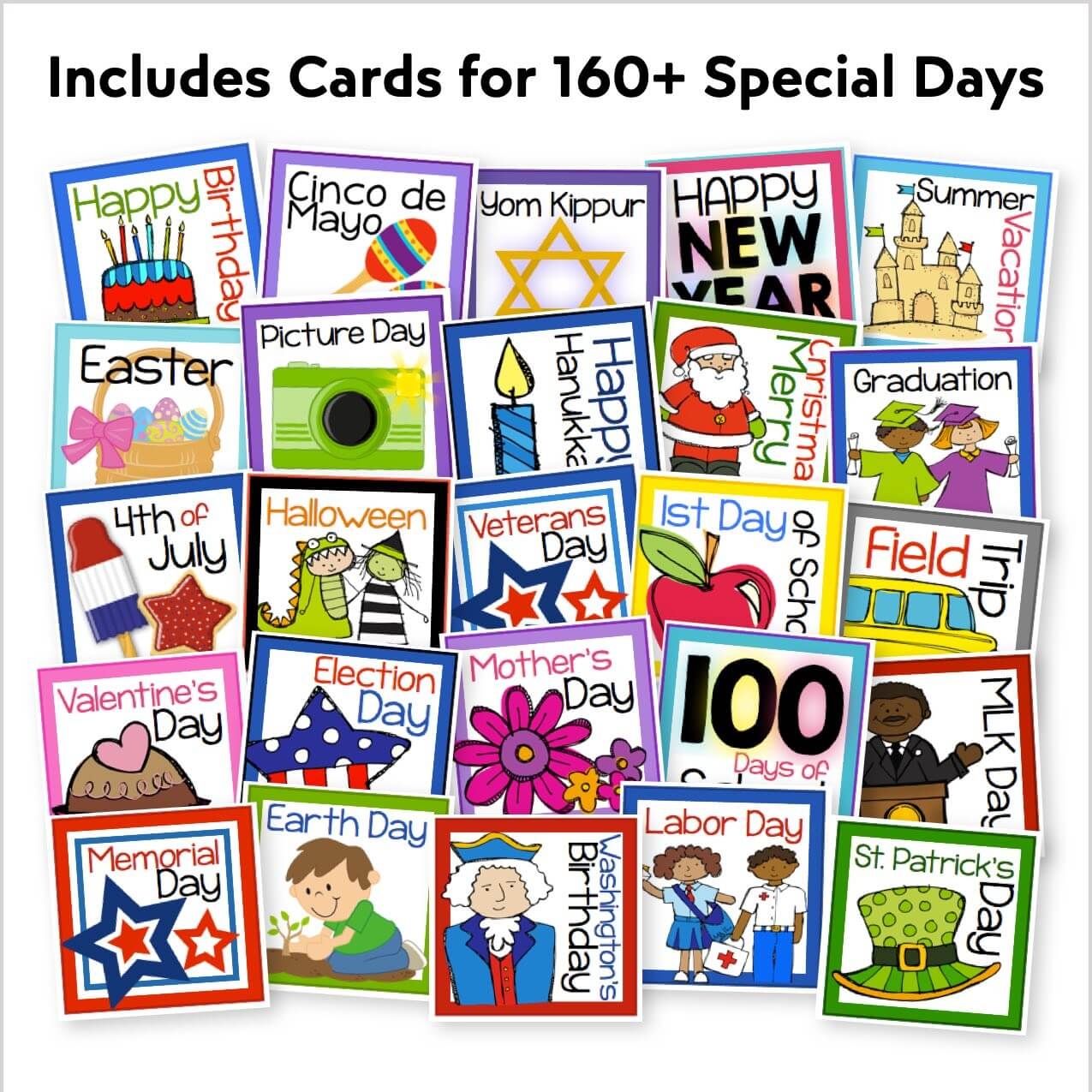 Calendar Cards For Holidays And Special Days EDITABLE Kinder Craze