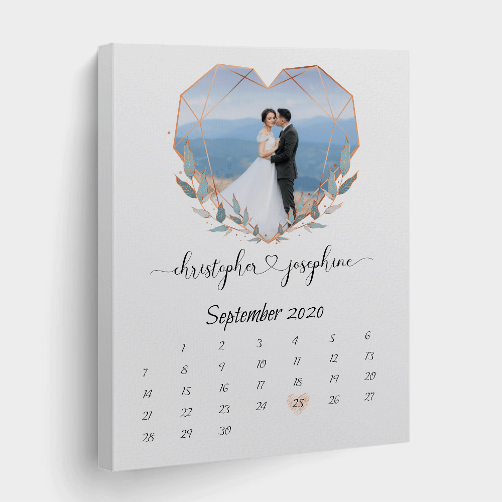 Calendar Diamond Heart Shaped Photo Canvas Print 365Canvas