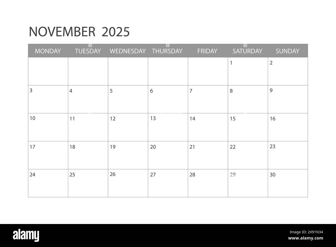 November Calendar 2025