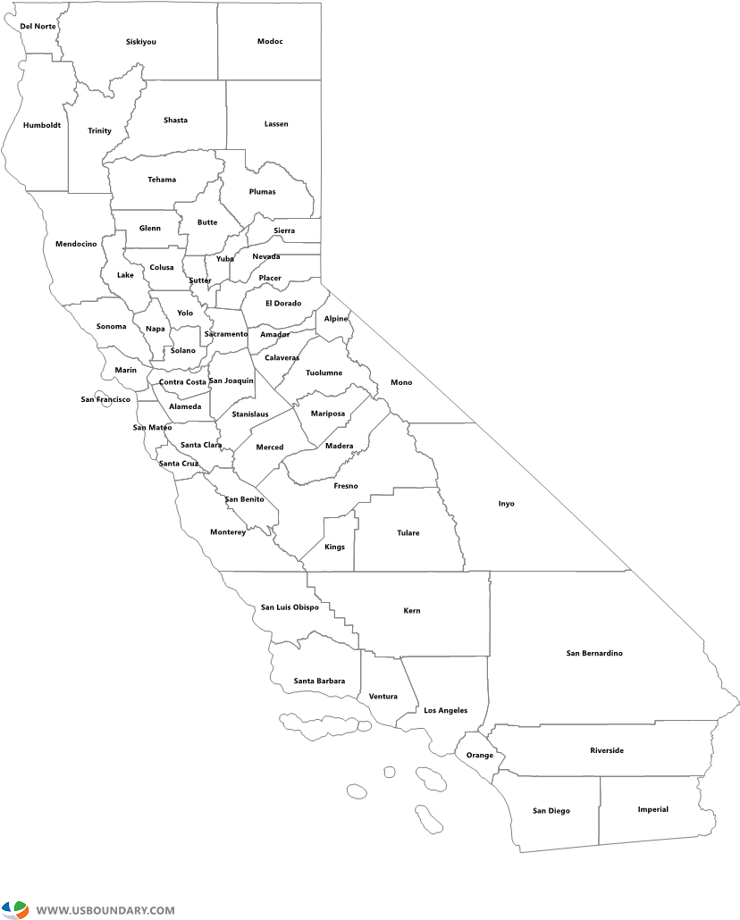 California Counties Outline Map Map Of California Counties Clipart Large Size Png Image PikPng