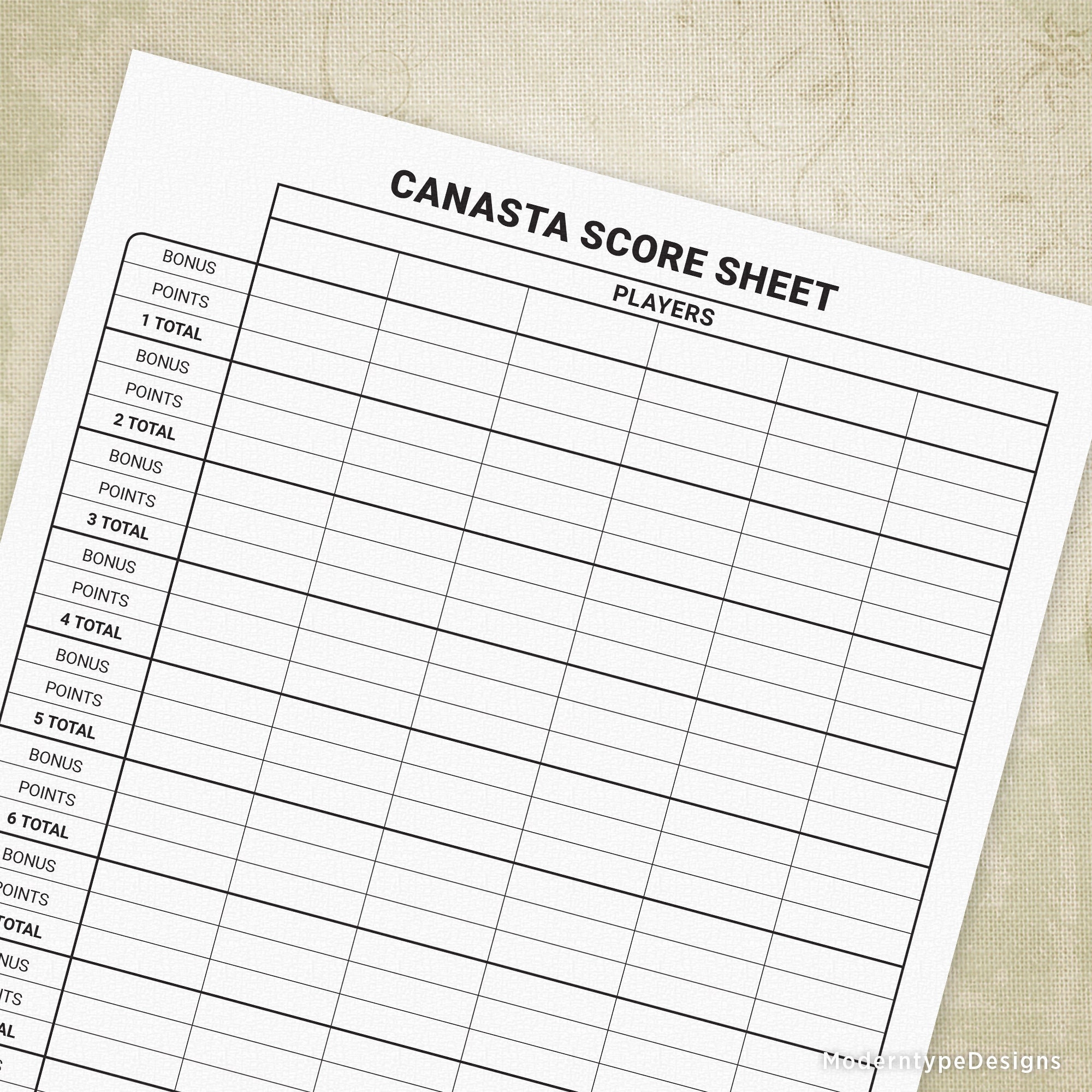 Canasta Game Score Sheets Printable Digital Download Chart Canasta Game Score Sheets Printable Digital Download Chart