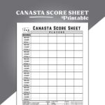 Canasta Score Sheet Canasta Card Game Score Sheet Printable 