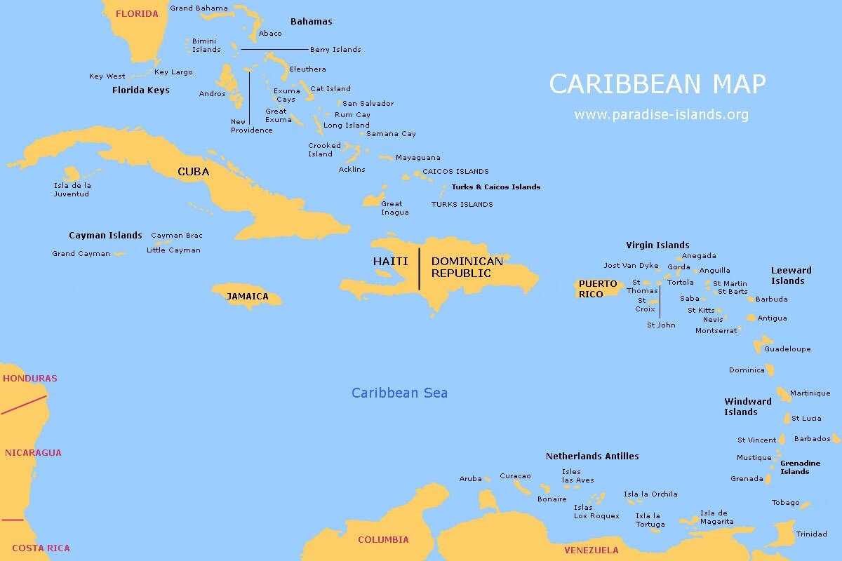 Printable Map Of The Caribbean