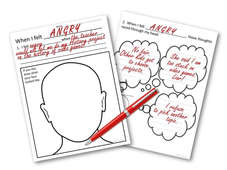 CBT Children s Emotion Worksheet Series 7 Worksheets For Dealing With Anger Social Skills Activities For Children With Autism