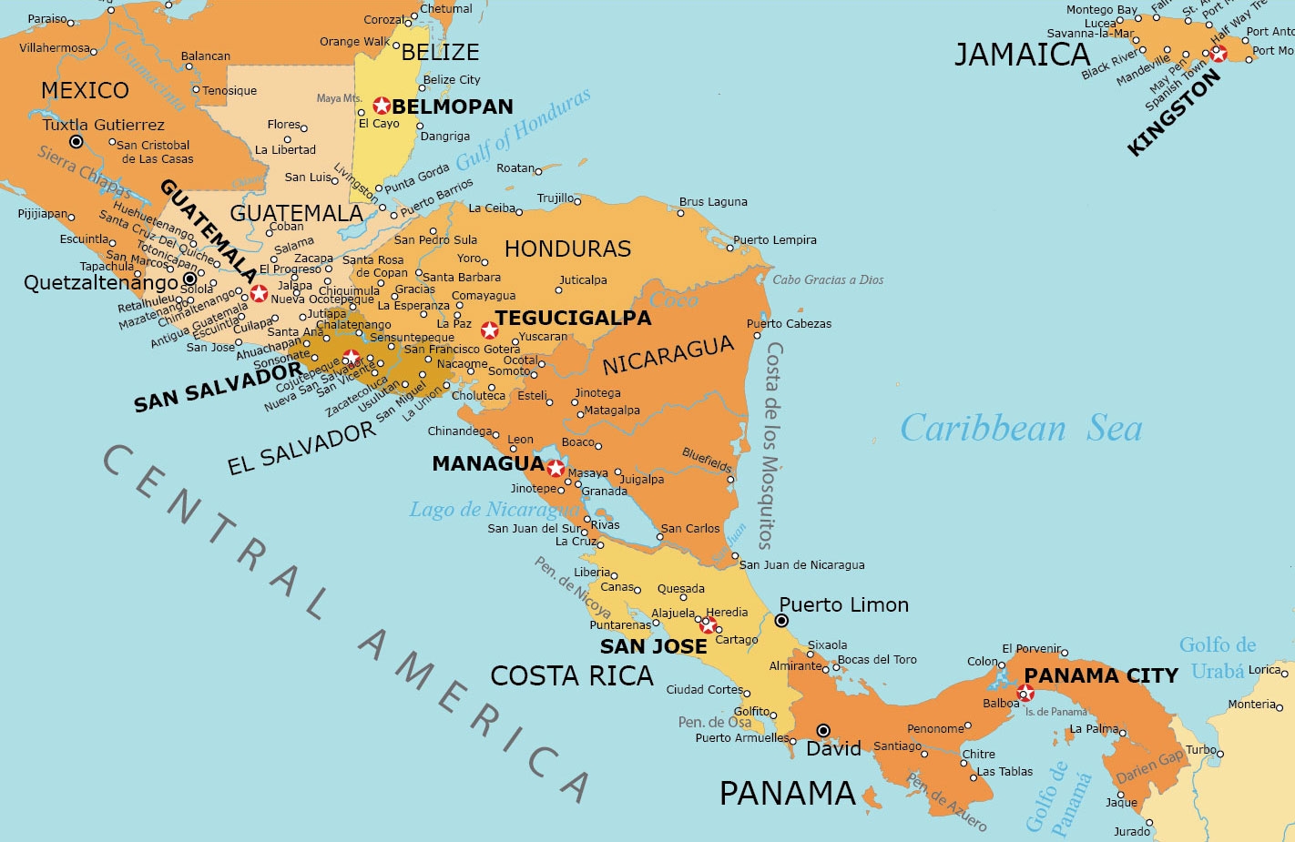 Map Central America Printable