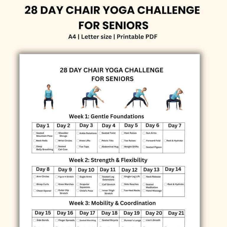 Chair Yoga Challenge 28 day Printable Guide For Seniors Etsy